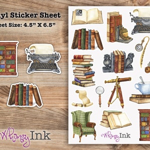 Vintage Books Vinyl Sticker sheet | Great for Planners, Journaling, Scrapbooking, Bullet Journals, Etc