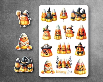 Halloween Candy Corn Vinyl Sticker Sheet | Great for Planners, Journaling, Scrapbooking, Bullet Journals, Etc