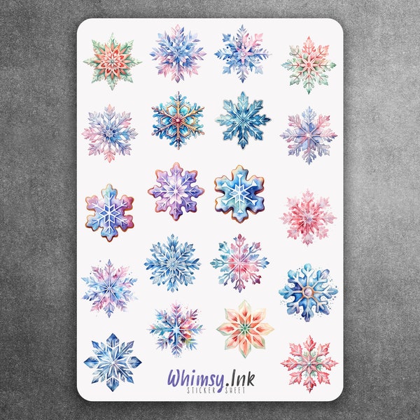 Pastel Snowflakes Vinyl Sticker Sheet Great for Planners, Journaling, Scrapbooking, Bullet Journals, Etc