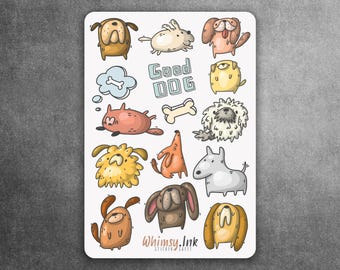 Doodle Dogs Vinyl Sticker Sheet Great for Planners, Journaling, Scrapbooking, Bullet Journals, Etc