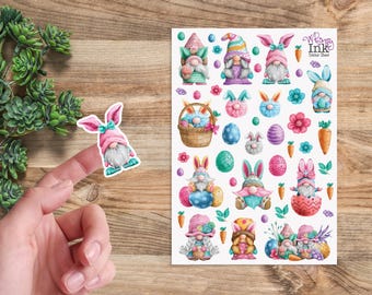 Easter Gnomes Vinyl Sticker Sheet Great for Planners, Journaling, Scrapbooking, Bullet Journals, Etc