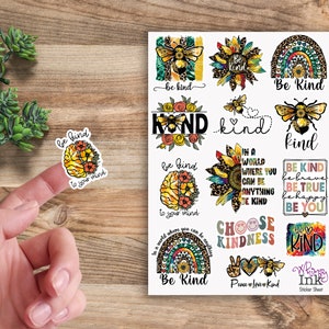Adesivos de vinil Be Kind | Ótimo para agendas, diários, scrapbooks, bullet journals, etc.