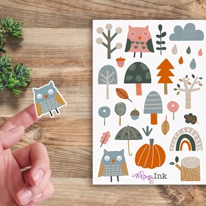 Autumn Folk Art Vinyl Sticker sheet | Great for Planners, Journaling, Scrapbooking, Bullet Journals, Etc