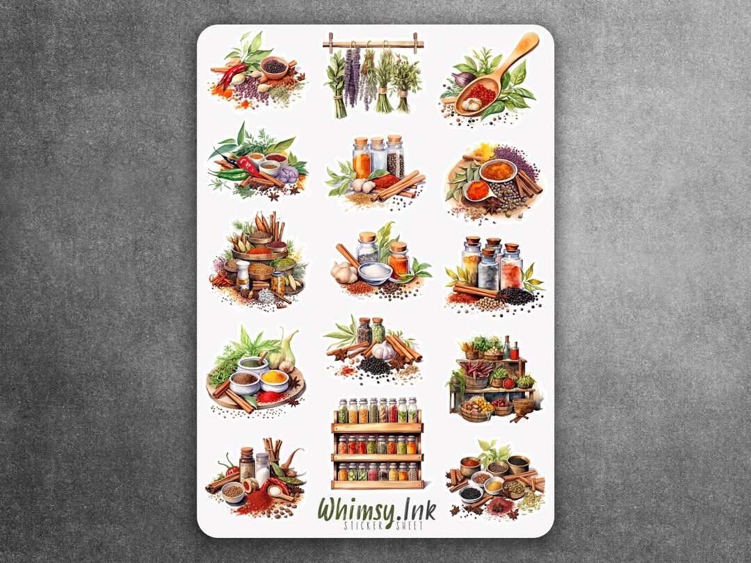 Herbs and Spices Vinyl Sticker Sheet Great for Planners, Journaling