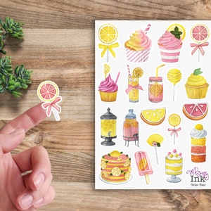 Pink Lemonade Vinyl Sticker Sheet Great for Planners, Journaling, Scrapbooking, Bullet Journals, Etc