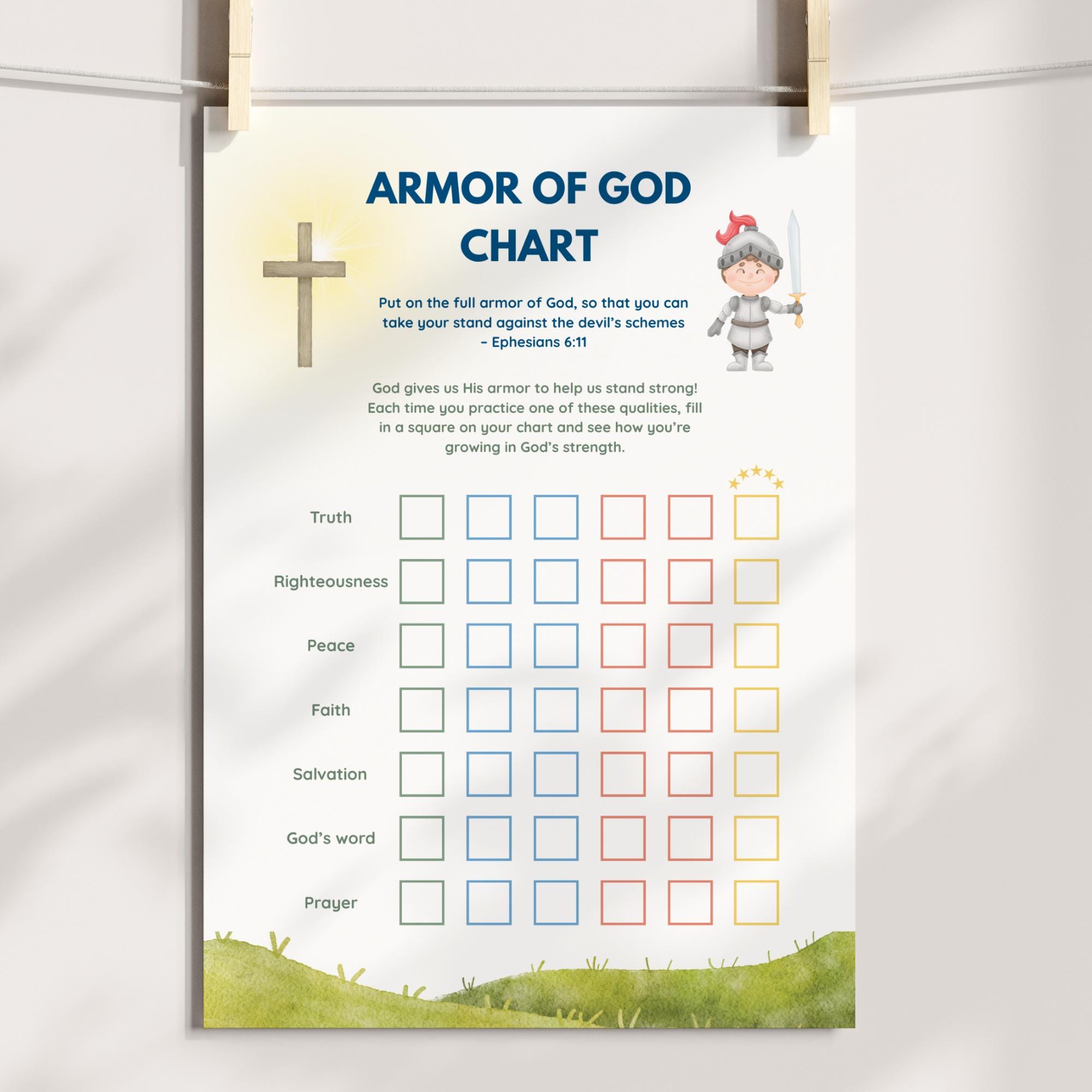 Armor of God Printable Kid Bible Verse Behavior Chart Kids Bible Study ...