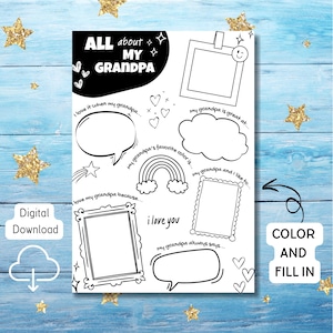 All About My Grandpa Fill In the Blank Worksheet Father&#39;s Day Gift Grandpa&#39;s Birthday Activity Printable Birthday Gift For Grandpa From Kids