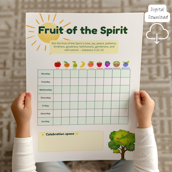 Fruit Of The Spirit Reward Chart Kids Bible Study Galatians Holy Spirit Behavior Chart Homeschool Planner