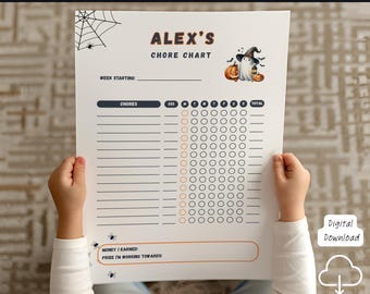 Editable Halloween Chore Chart Kids Weekly Chore Chart Customizable Chore Chart Toddler Chore Chart Behavior Chart Responsibility Chart