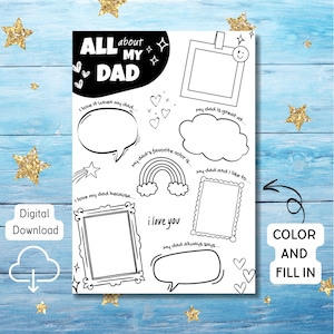 All About My Dad Fill in the Blank Worksheet Father's Day Activity ...
