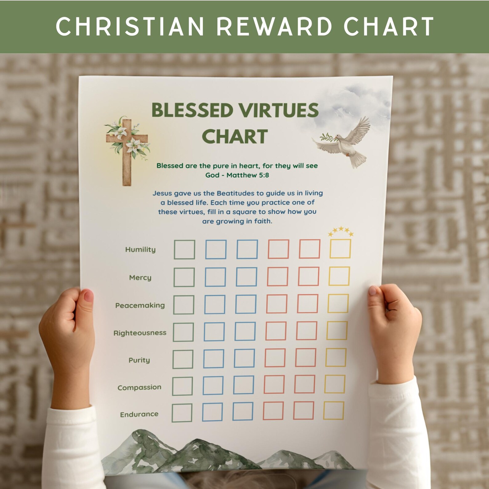 Christian Scripture Chart for Kids Behavior Chart Printable Bible Verse ...