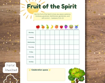 Frucht des Geistes Belohnungstabelle Kinder Bibelstudie Galater Heiliger Geist Verhaltenstabelle Homeschool Planer