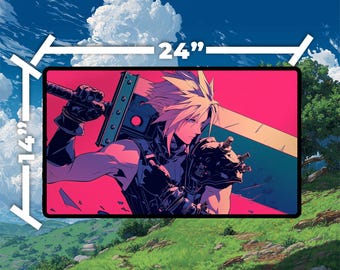 Cloud Strife Playmat – MTG Final Fantasy Gaming Mat With Optional