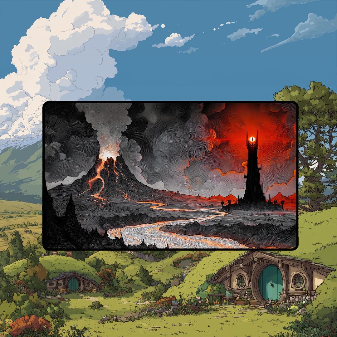 Mordor Playmat | Barad-dur and Mount Doom Engraving Art With MTG Zones ...