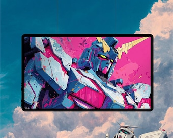 White Psycho-Frame Mecha Playmat | Gundam TCG Card Game Mat | Stitched Edge