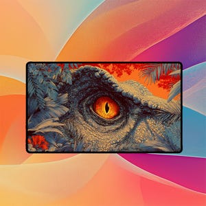 Dinosaur Eye Playmat | Magic the Gathering Playmat | Jurassic Park-Inspired with Zones Option