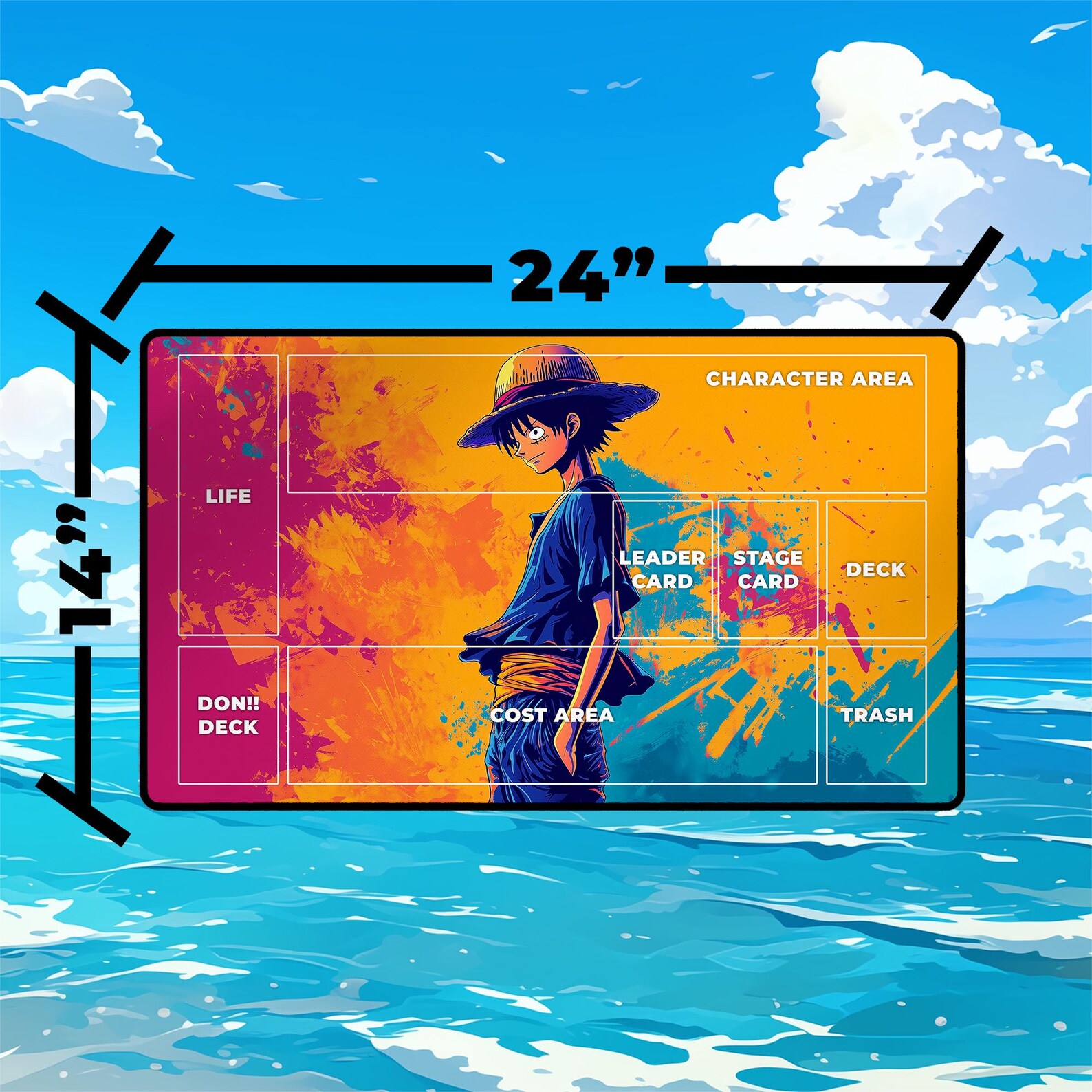 Straw Hat Captain Bold Playmat | One Piece TCG Card Game Mat | Stitched ...