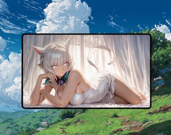 ヤ・シュトラ プレイマット | マジック：ザ・ギャザリング プレイマット | ホワイトドレスファンタジー ゾーン付き | 24x14 | 32x16 サイズ