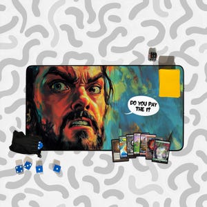 Mata do gry Angry Tithe Collector | Mata do gry TCG inspirowana sztuką renesansu | Mata do gry karcianej