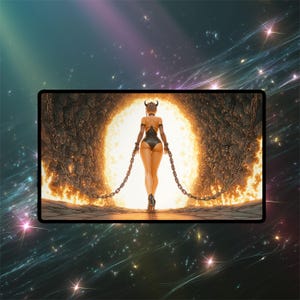 Underworld Breach Playmat | Magic the Gathering Playmat | Fiery Demon Fantasy TCG Mat with Zones Option | 24x14 | 22x12 | 32x16 Sizes