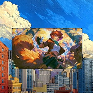 Quirky Squirrel Hero Adorable Pose Gaming Playmat
