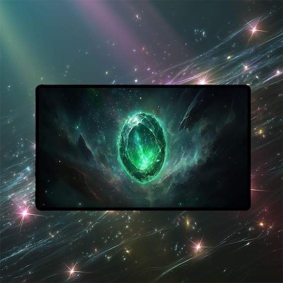 Mox Emerald MTG Playmat: Power Nine, TCG Gaming Mat With