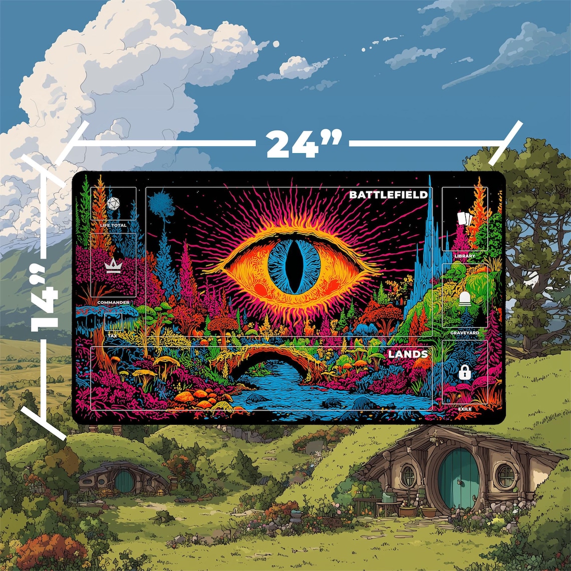 Zone 3 Magic Psychedelic Shire Playmat | Magic the Gathering Playmat | Eye of Sauron ...