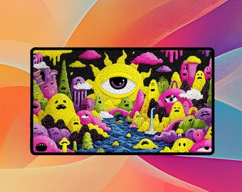 Psychedelic Eye River Playmat | Whimsical Surreal Fantasy TCG Playmat No Zones Option