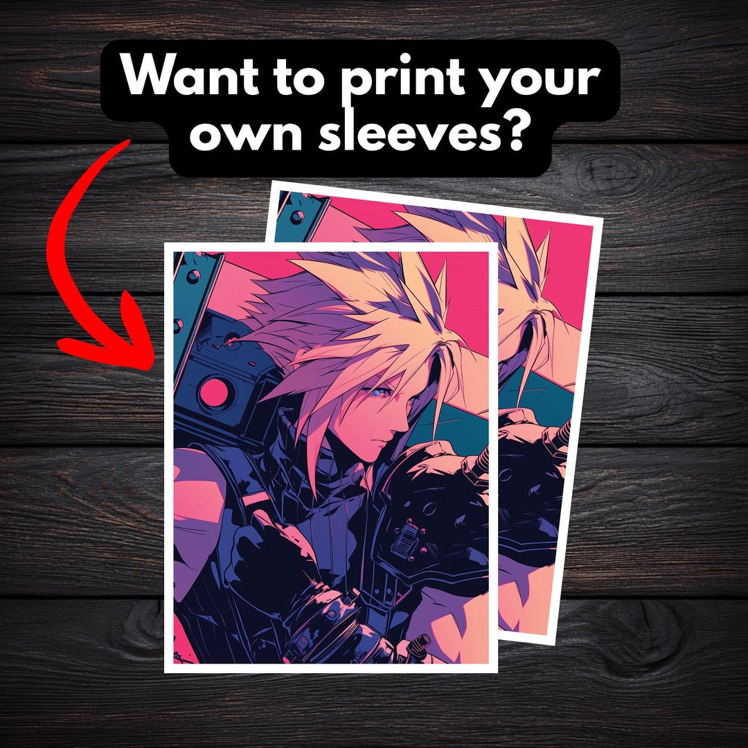 cloud strife card sleeves Cloud Strife Custom Card Sleeve DIGITAL FILE ONLY | Print Your Own Sleeves  | Printable Download