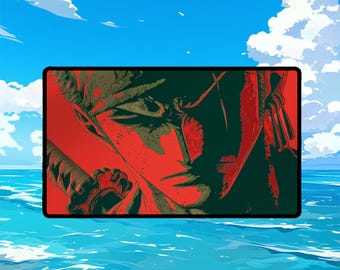 Three Sword Swordsman Playmat | One Piece TCG Card Game Mat | Stitched Edge