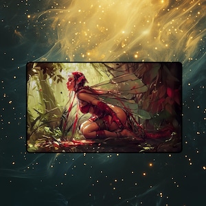 Earthbind Playmat | Magic the Gathering Playmat | Faerie Fantasy TCG Mat with Zones Option | 24x14 | 22x12 | 32x16 Sizes