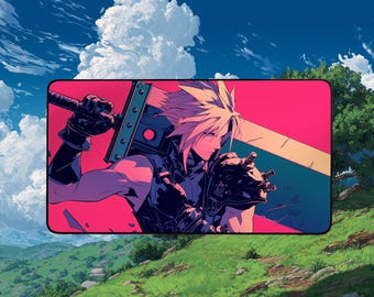 Cloud Strife Playmat – MTG Final Fantasy Gaming Mat with Optional Zones