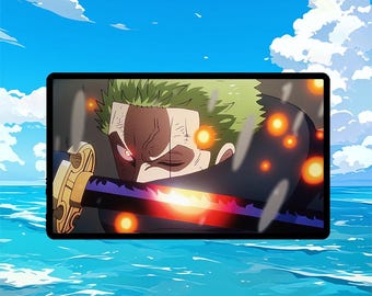 Strohhut Schwertkämpfer Spielmatte | One Piece TKG Kartenspielmatte | Abgenähter Rand