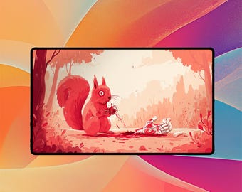 Flesh-Eating Squirrel Playmat: Dark Horror Doodle Art (24"x14")