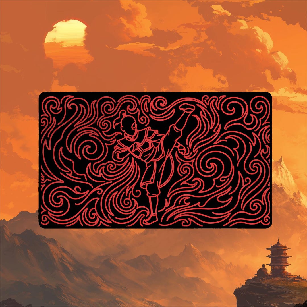 Neon Zuko Playmat | Magic the Gathering Playmat With Stitched