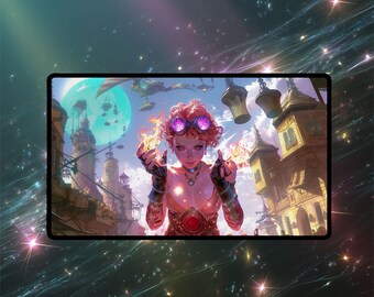 Chandra Nalaar Playmat: Fiery Red Mage MTG-bureaumat - optionele zones
