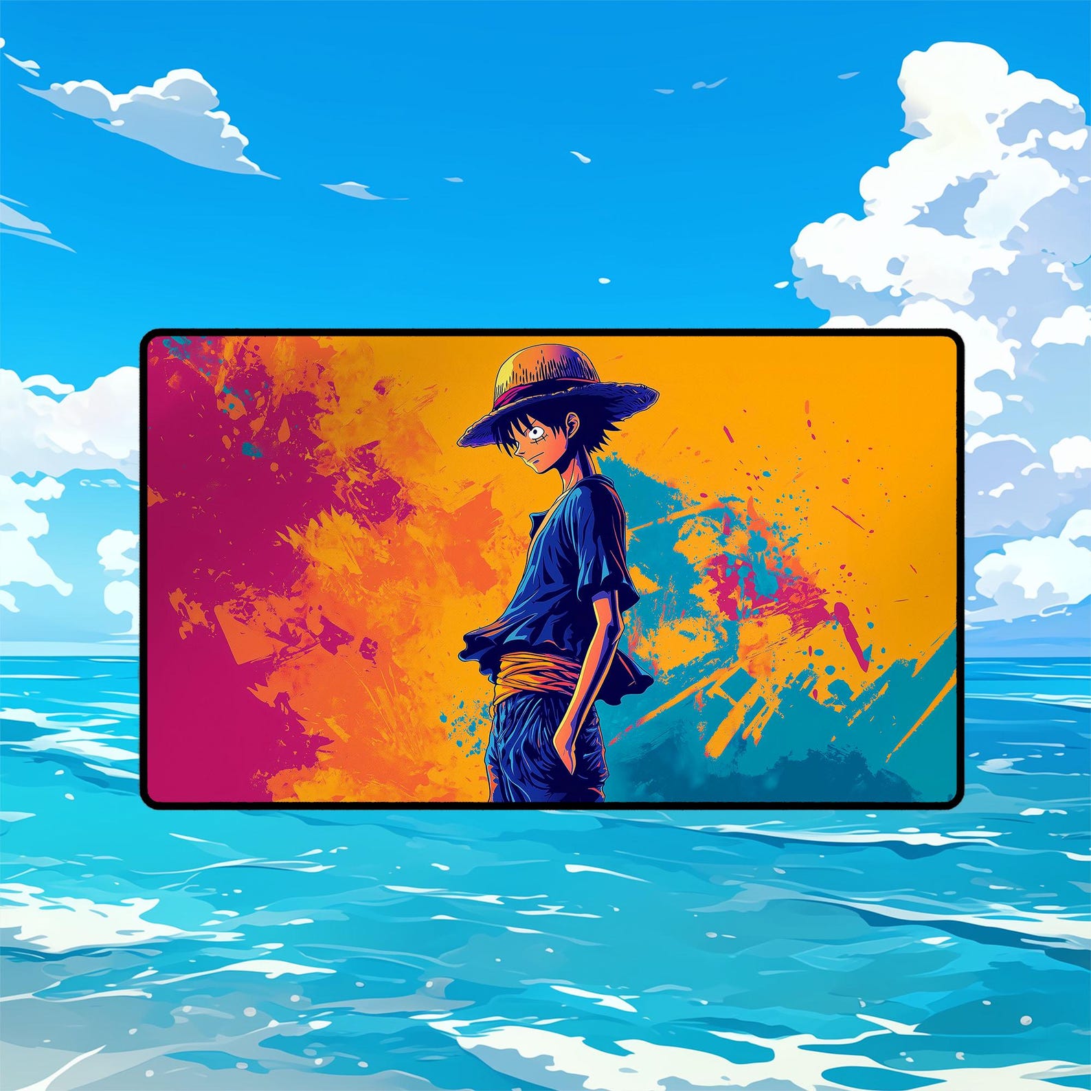 Straw Hat Captain Bold Playmat | One Piece TCG Card Game Mat | Stitched ...