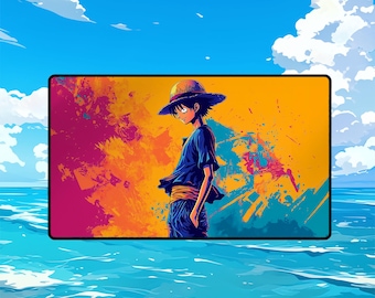Straw Hat Captain Bold Playmat | One Piece TCG Card Game Mat | Stitched Edge