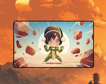 Toph Playmat | Magic the Gathering Playmat | Metalbender Armor Earthbending Art With MTG Zones