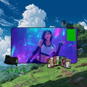 Tapete de juego de Tifa Lockhart para Final Fantasy / Tapete de juego de cartas coleccionables inspirado en el anime de artistas marciales / Tapete de escritorio para juegos de lucha audaz