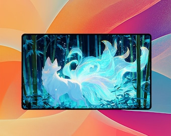 Spirit of the Nine-Tailed Fox Playmat | TCG Playmat | Mythical Japanese Kitsune Art No Zones Option