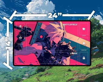 Cloud Strife Playmat – MTG Final Fantasy Gaming Mat With Optional