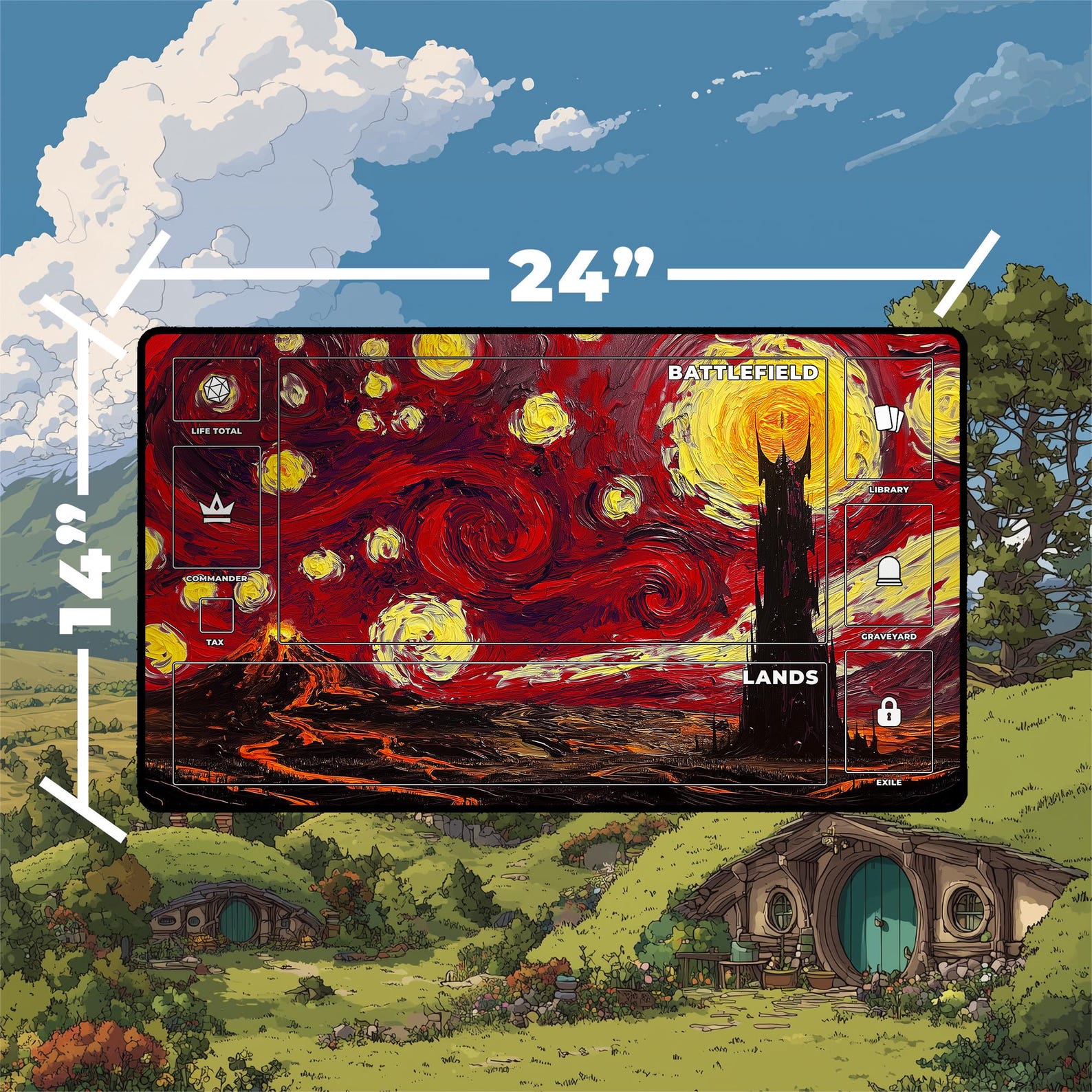Starry Mordor Playmat | Barad-dur and Mount Doom Landscape With MTG ...