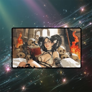 Demonic Tutor Playmat | Magic the Gathering Playmat: Gothic Fantasy Card Game Mat with Zones
