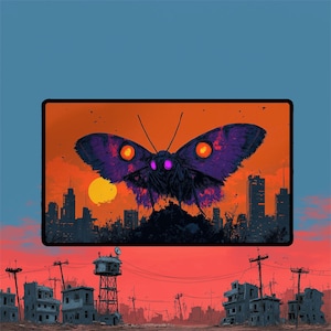 Wise Mothman TCG Playmat: Retro Post-Apocalyptic Magic the Gathering