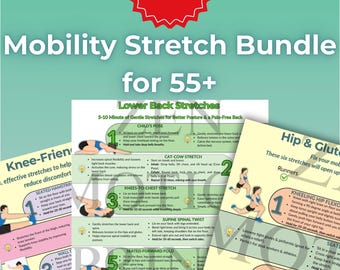Feel Good Again Bundle – Gentle Stretching for 55+ | Lower Back, Knee-Friendly & Hip Mobility Routines | PDF Download | A4 + US Letter
