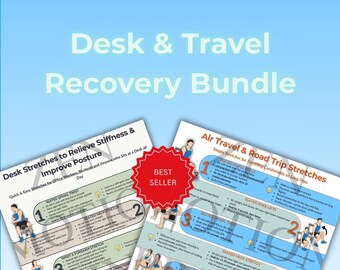 Desk and Travel Stretch Routine Bundle – Relieve Tension On the Go or At Work | 2 Printable PDFs | Digital Download | A4 & US Letter