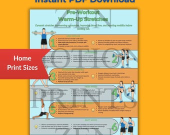 Pre-Workout Warm-Up Stretch Routine Printable | Boost Mobility & Prevent Injury | Digital PDF Download | A4 + US Letter Sizes