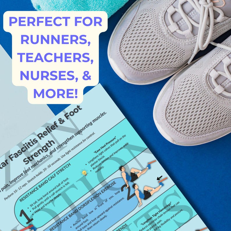 Plantar Fasciitis Stretches Printable, Resistance Band Foot Care PDF ...