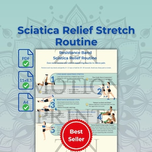 Widerstandsband Ischiasschmerzlinderung | Druckbare Anleitung für Rückenschmerzen & Nervenschmerzen Dehnungs-Routine